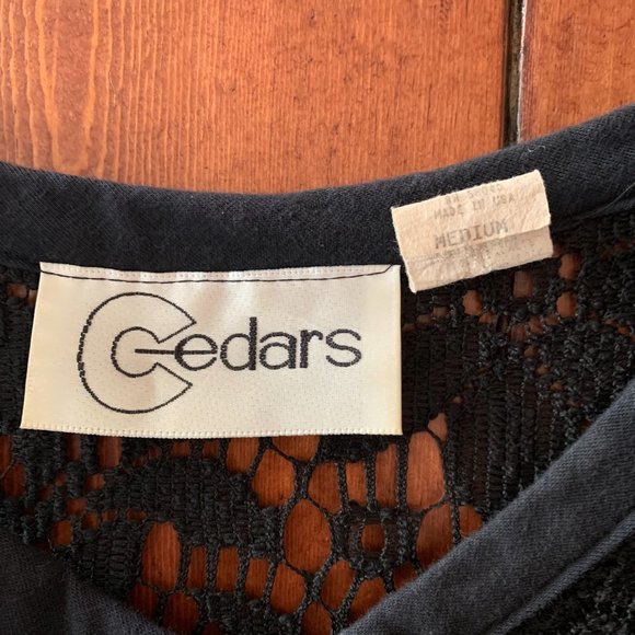 Vintage Cedars Floral Black Lace Medium Women's Tunic Top Blouse 100% Polyester - Picture 3 of 12